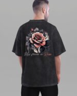 Męska koszulka oversize <br>Kiss from a Rose - efekt sprania