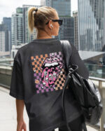 TL TS OLD CAR DTG 0587 B WOMEN Damska koszulka oversize <br>Rock Vibe - efekt sprania