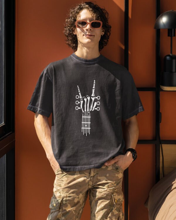 Męska koszulka oversize <br>ROCK - efekt sprania