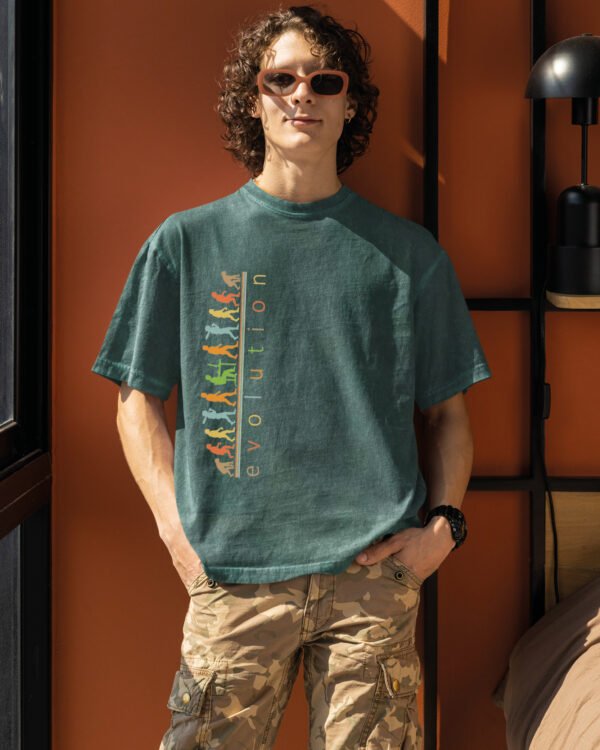 Męska koszulka oversize <br>Evolution - efekt sprania
