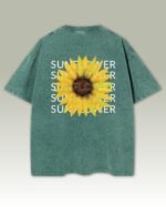 Męska koszulka oversize <br>Sunflower - efekt sprania