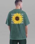 Męska koszulka oversize <br>Sunflower - efekt sprania