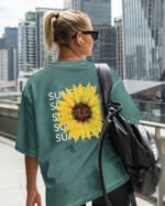 Damska koszulka oversize <br>Sunflower - efekt sprania