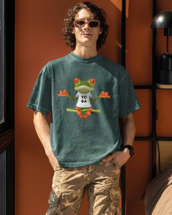 Męska koszulka oversize <br>Frog Yoga - efekt sprania