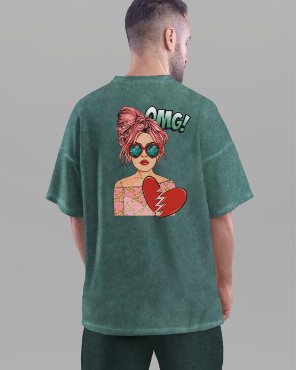 Męska koszulka oversize <br>OMG! Złamane Serce - efekt sprania