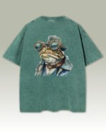 Męska koszulka oversize <br>Żaba Retro - efekt sprania