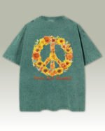 Męska koszulka oversize <br>Kwiatowy Symbol Pokoju - efekt sprania