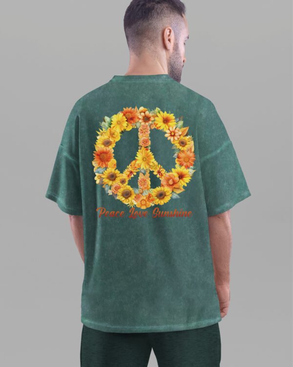 Męska koszulka oversize <br>Kwiatowy Symbol Pokoju - efekt sprania