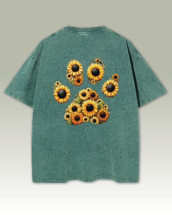 Męska koszulka oversize <br>Sunflower Paw - efekt sprania