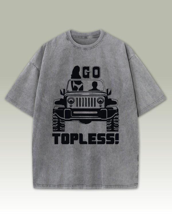 Męska koszulka oversize <br>Go Topless - efekt sprania