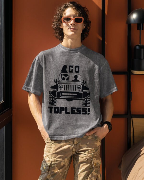 Męska koszulka oversize <br>Go Topless - efekt sprania