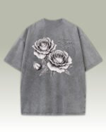 Męska koszulka oversize <br>Wild Roses - efekt sprania