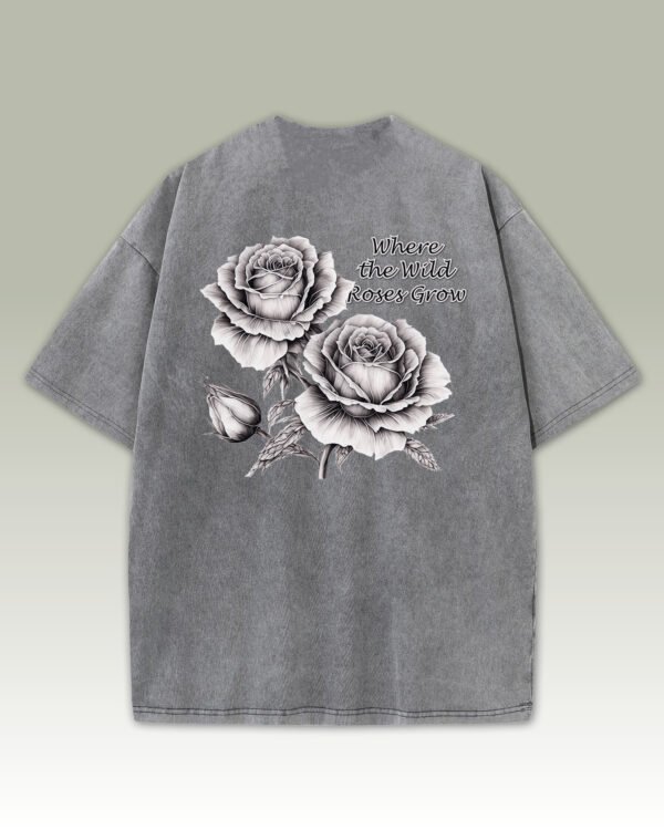 Męska koszulka oversize <br>Wild Roses - efekt sprania