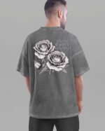 Męska koszulka oversize <br>Wild Roses - efekt sprania