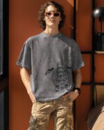 Męska koszulka oversize <br>Turtle - efekt sprania