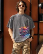 Męska koszulka oversize <br>Love Art - efekt sprania