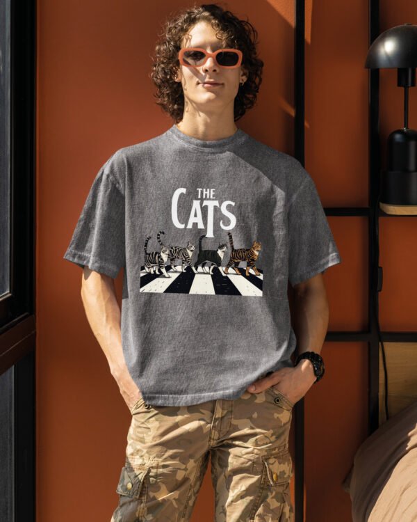 Męska koszulka oversize <br>The Cats, Koty - efekt sprania