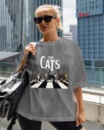 Damska koszulka oversize <br>The Cats, Koty - efekt sprania