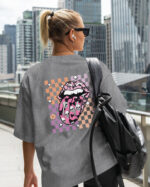 TL TS OLD GRA DTG 0587 B WOMEN Damska koszulka oversize <br>Rock Vibe - efekt sprania