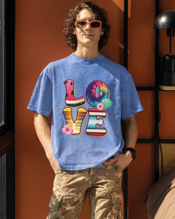 TL TS OLD HEA DTG 0130 A MEN Męska koszulka oversize <br>Letnie Love - efekt sprania