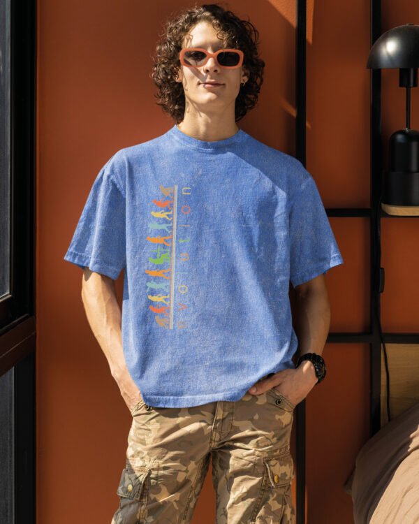 Męska koszulka oversize <br>Evolution - efekt sprania
