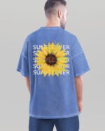 Męska koszulka oversize <br>Sunflower - efekt sprania