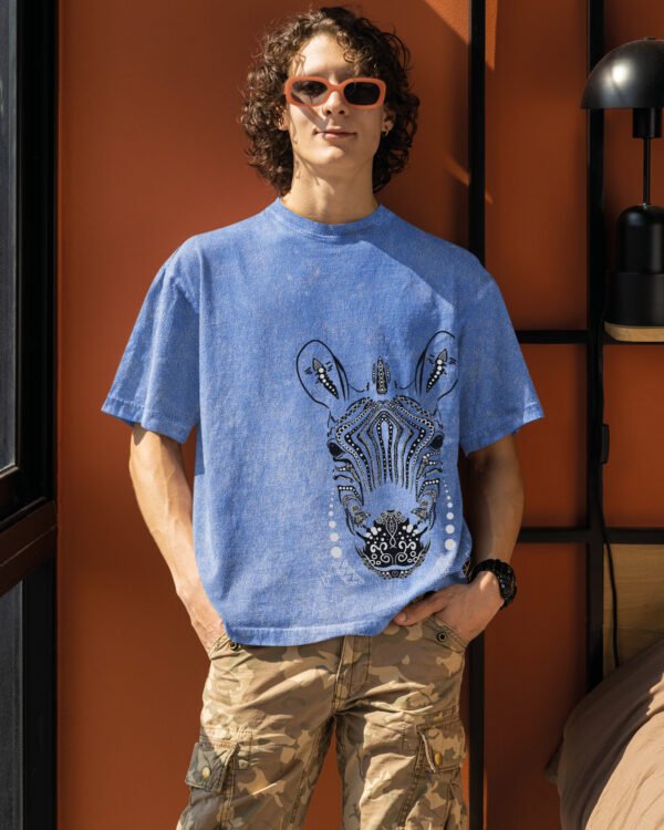 Męska koszulka oversize <br>Zebra, edycja White - efekt sprania