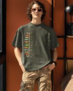 Męska koszulka oversize <br>Evolution - efekt sprania