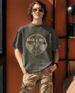 Męska koszulka oversize <br>Rock and Roll - efekt sprania