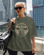 Damska koszulka oversize <br>Rock and Roll - efekt sprania