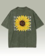 Męska koszulka oversize <br>Sunflower - efekt sprania