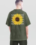 Męska koszulka oversize <br>Sunflower - efekt sprania