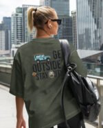 Damska koszulka oversize <br>Get Outside - efekt sprania