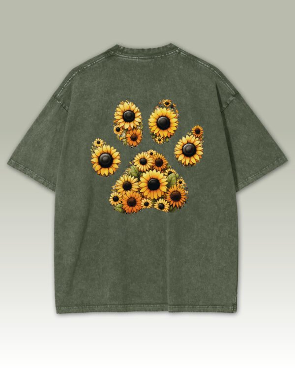 Męska koszulka oversize <br>Sunflower Paw - efekt sprania