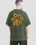 Męska koszulka oversize <br>Sunflower Paw - efekt sprania