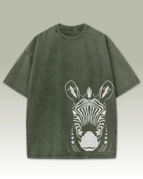 Damska koszulka oversize <br>Zebra, edycja Midnight - efekt sprania
