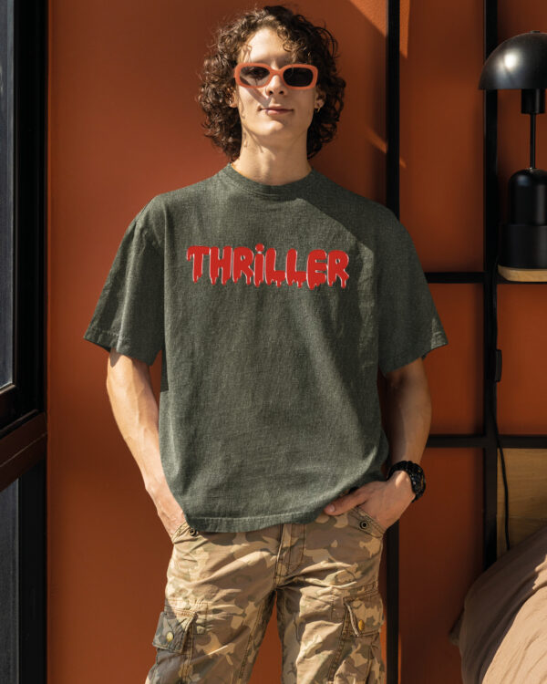 TL TS OLD KHA DTG 0637 A MEN Męska koszulka oversize <br>Thriller - efekt sprania