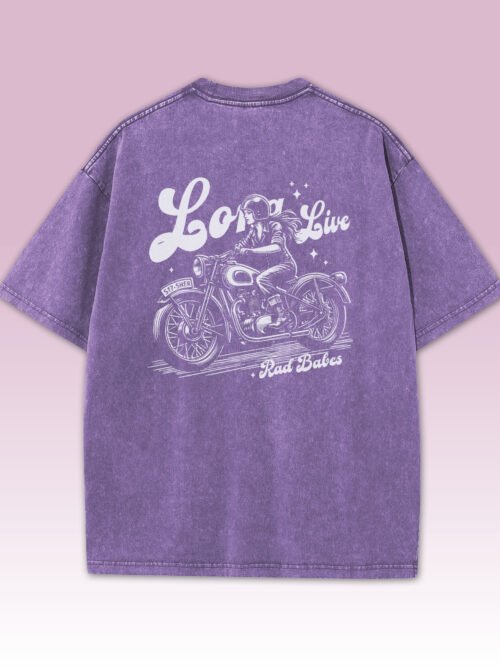 Męska koszulka oversize <br>Long Live Rad Babes - efekt sprania, edycja White