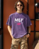 Męska koszulka oversize <br>MILF - efekt sprania