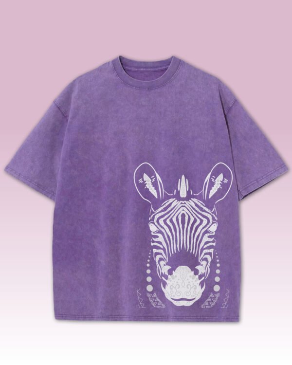 Damska koszulka oversize <br>Zebra, edycja Midnight - efekt sprania