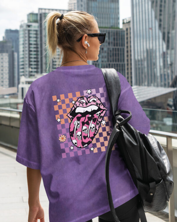 TL TS OLD PUR DTG 0587 B WOMEN Damska koszulka oversize <br>Rock Vibe - efekt sprania