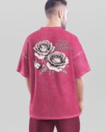 Męska koszulka oversize <br>Wild Roses - efekt sprania