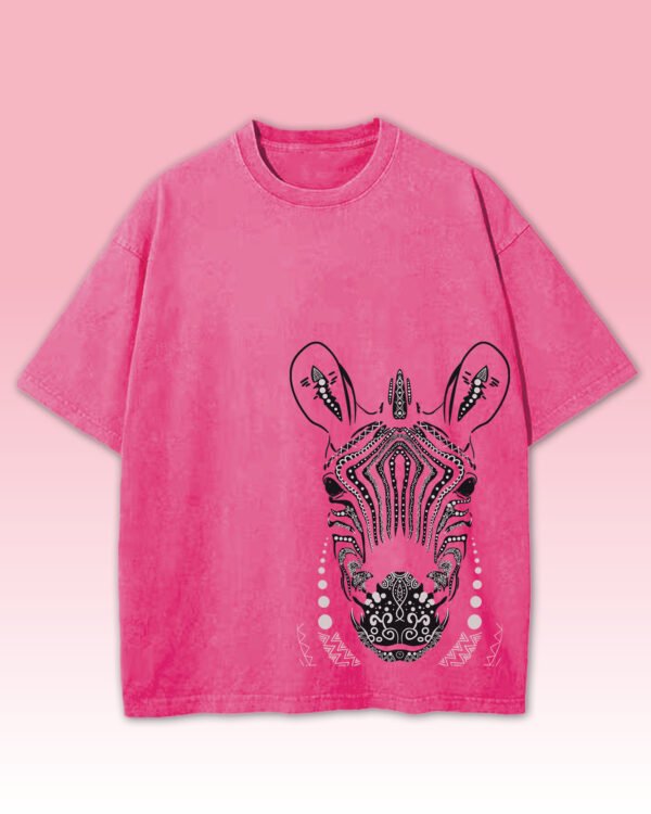Męska koszulka oversize <br>Zebra, edycja White - efekt sprania