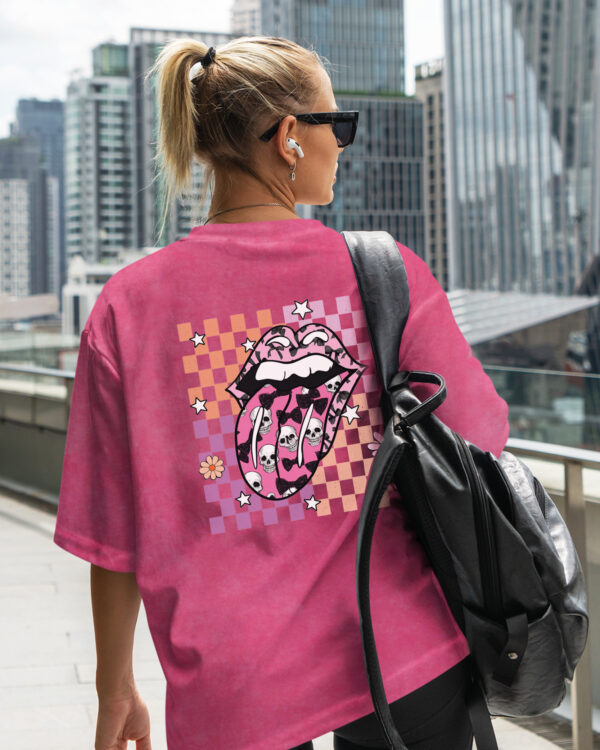 TL TS OLD ROS DTG 0587 B WOMEN Damska koszulka oversize <br>Rock Vibe - efekt sprania