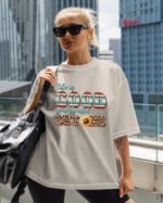 Damska koszulka oversize <br>Life is Good - efekt sprania