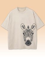 Męska koszulka oversize <br>Zebra, edycja White - efekt sprania