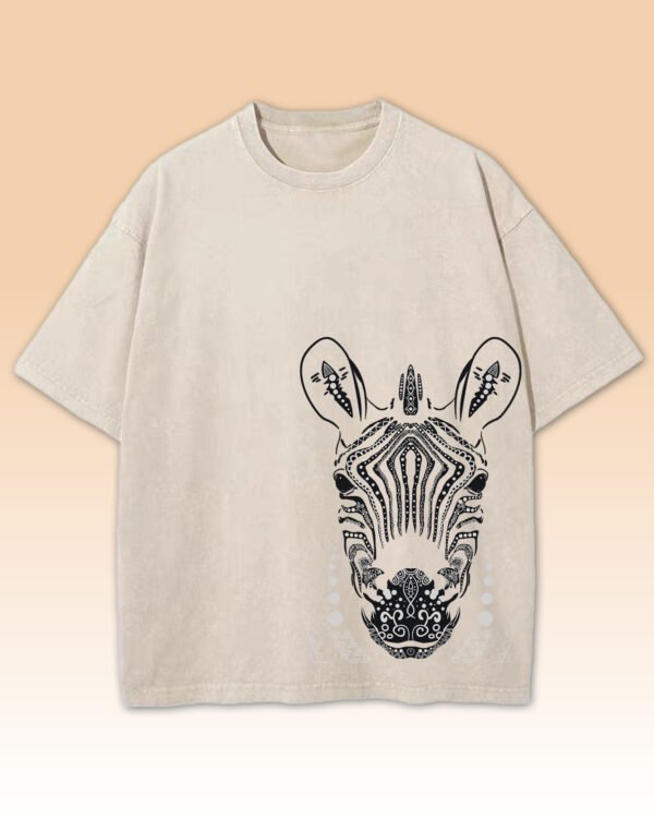 Męska koszulka oversize <br>Zebra, edycja White - efekt sprania