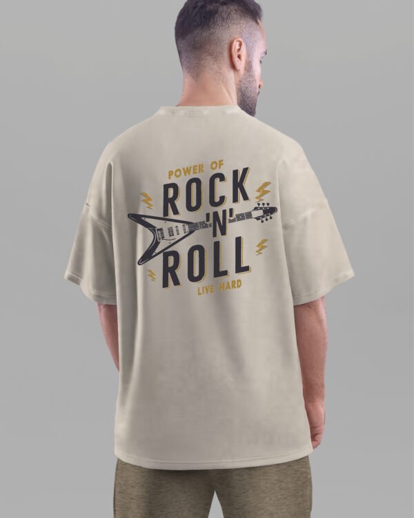 Męska koszulka oversize <br>Power of Rock and Roll - efekt sprania
