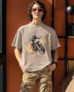 Męska koszulka oversize <br>Born Rider - efekt sprania