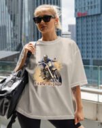 Damska koszulka oversize <br>Born Rider - efekt sprania
